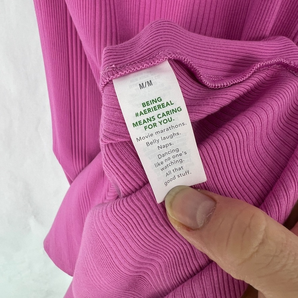 Aerie ribbed one shoulder ribbed midi dress pink - Picture 8 of 11